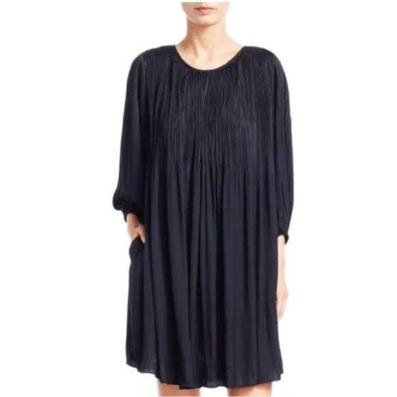 Elizabeth & James Navy Blue Pleated Midi Dress - Picture 1 of 11